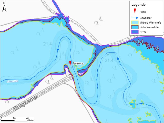 grafische Darstellung der Überflutungsgebiete