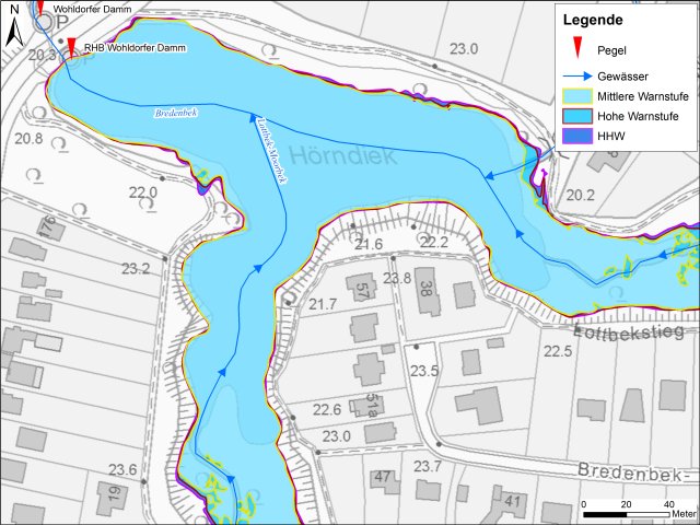 grafische Darstellung der Überflutungsgebiete