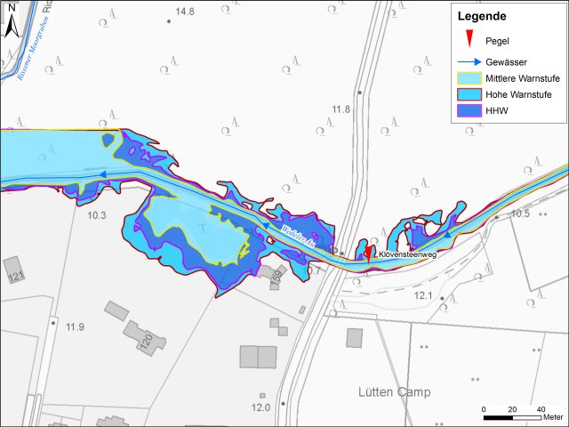 grafische Darstellung der Überflutungsgebiete