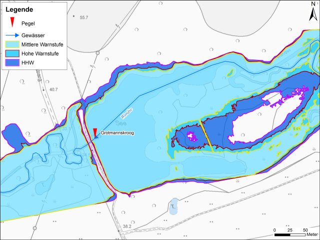 grafische Darstellung der Überflutungsgebiete