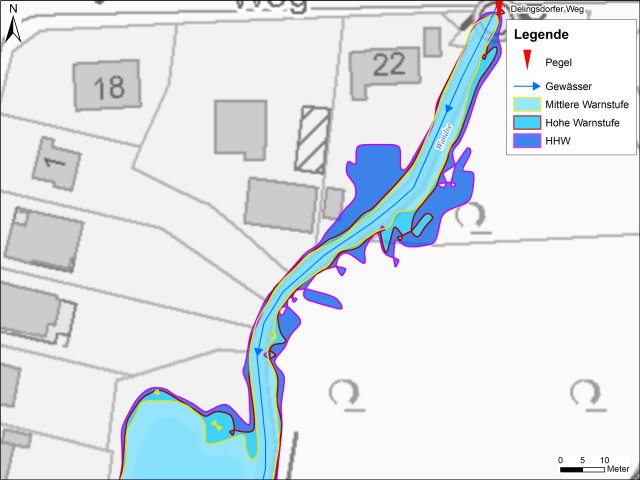 grafische Darstellung der Überflutungsgebiete