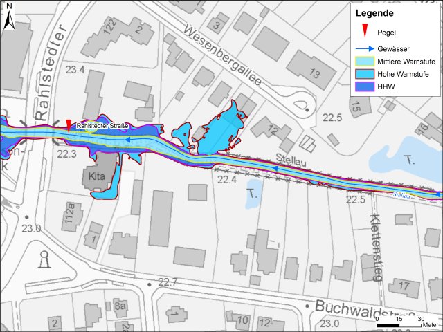 grafische Darstellung der Überflutungsgebiete