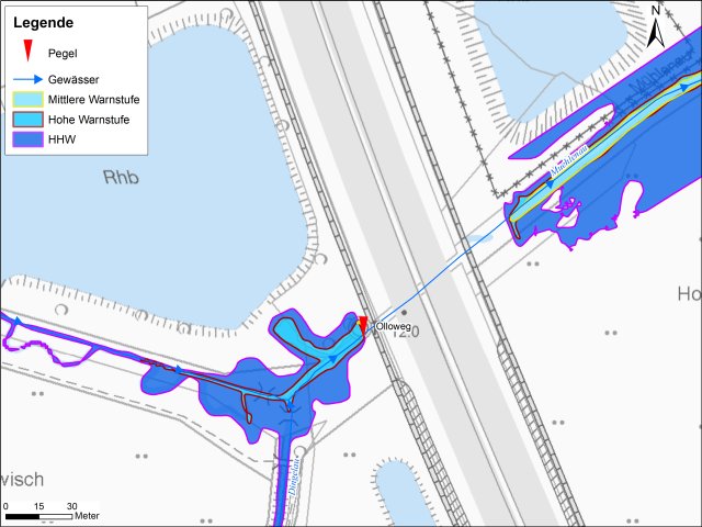 grafische Darstellung der Überflutungsgebiete