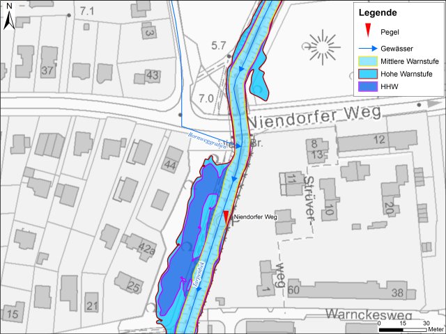 grafische Darstellung der Überflutungsgebiete