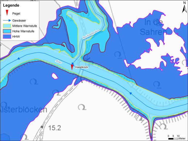 grafische Darstellung der Überflutungsgebiete