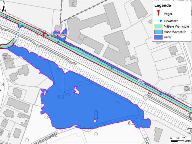 grafische Darstellung der Überflutungsgebiete