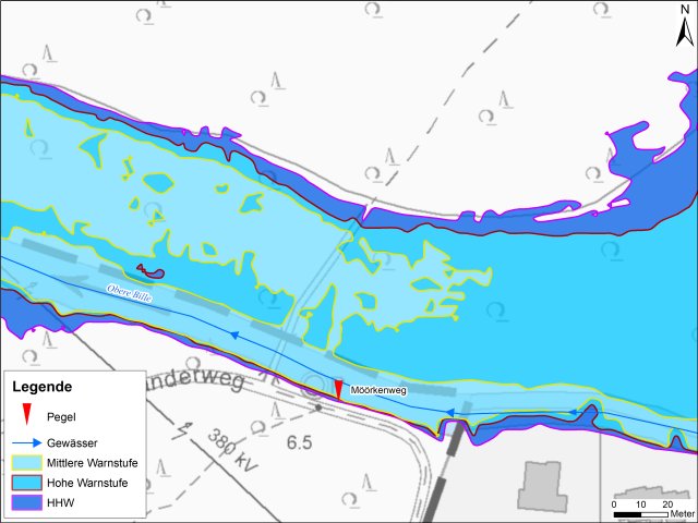 grafische Darstellung der Überflutungsgebiete