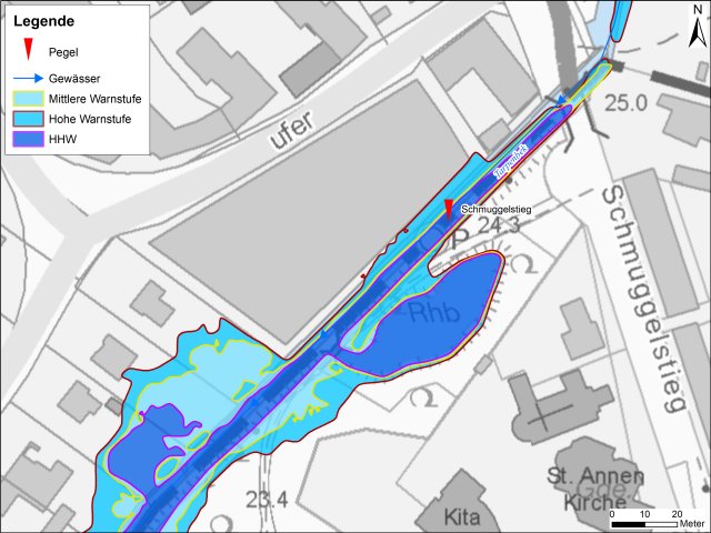 grafische Darstellung der Überflutungsgebiete